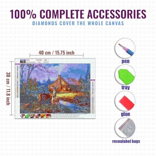 DIAMOND CRAFTZ 5D Diamond Painting Kit, 12x16inch Diamond Painting Kit for Adults & Kids, Very Suitable for Home Leisure and Wall Decoration, Gift for Kids and Adults (Deer and Fown) - Image 2