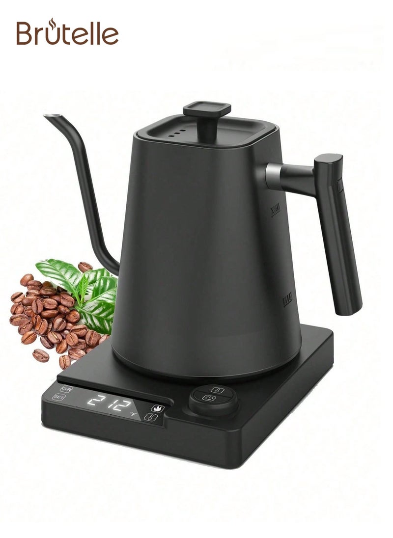 Brutelle Gooseneck Kettle V60 Coffee Kettle 1000ML 1200W Power Knob Temperature Adjustment with Digital Display Temperature Automatic Insulation Stainless Steel Material Suitable for Home and Office  - Image 1