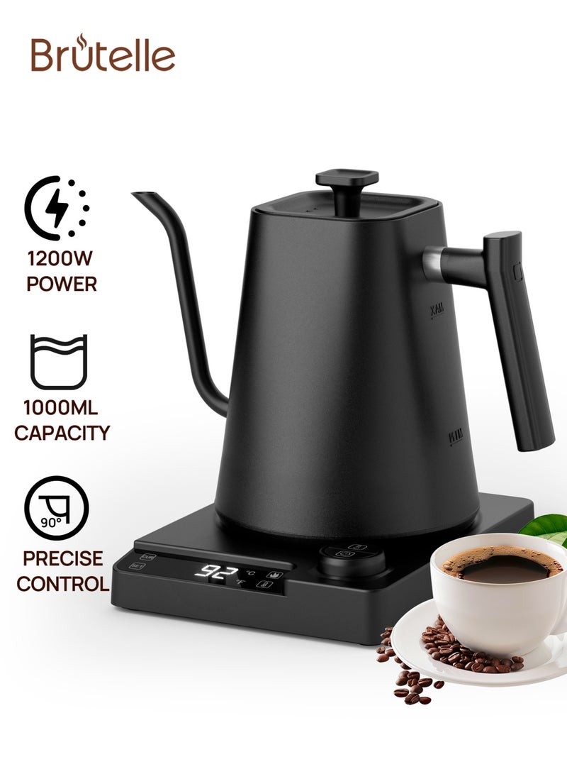 Brutelle V60 Kettle Electric Kettle Coffee Kettle 1000ML Stainless Steel 1200W for Home Office Apartment Coffee Corner for V60 coffee Tea Matcha Black KT10 PRO - Image 1