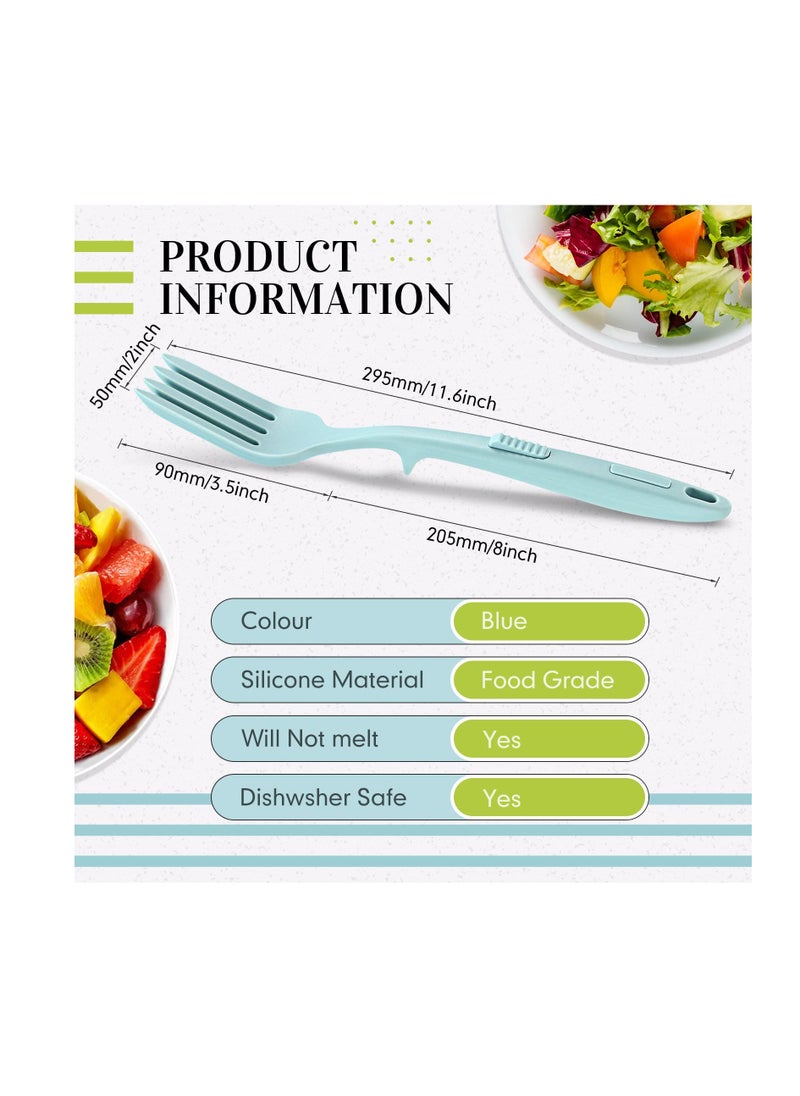 SYOSI - 10 in 1 Silicone Flexible Fork, 11 Inch Cooking Tools and Utensils Heat Resistant Cooking Fork Dishwasher, Mixes Ingredients, Mashes Food, Whisks Eggs, Baking, Mixing Made Easy (Lake Blue) - Image 1