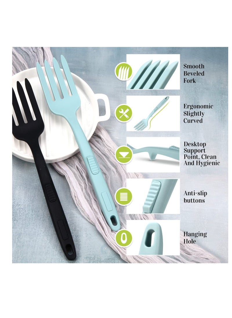 SYOSI - 10 in 1 Silicone Flexible Fork, 11 Inch Cooking Tools and Utensils Heat Resistant Cooking Fork Dishwasher, Mixes Ingredients, Mashes Food, Whisks Eggs, Baking, Mixing Made Easy (Lake Blue) - Image 1