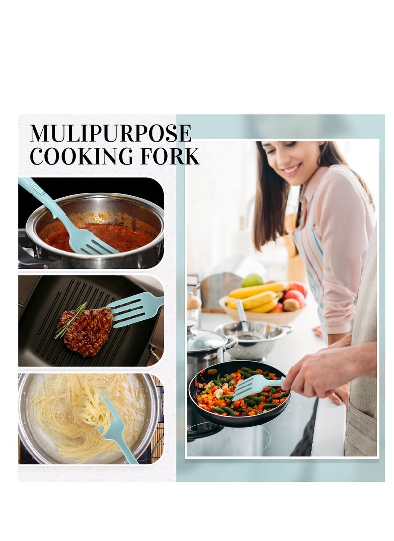 SYOSI - 10 in 1 Silicone Flexible Fork, 11 Inch Cooking Tools and Utensils Heat Resistant Cooking Fork Dishwasher, Mixes Ingredients, Mashes Food, Whisks Eggs, Baking, Mixing Made Easy (Lake Blue) - Image 1