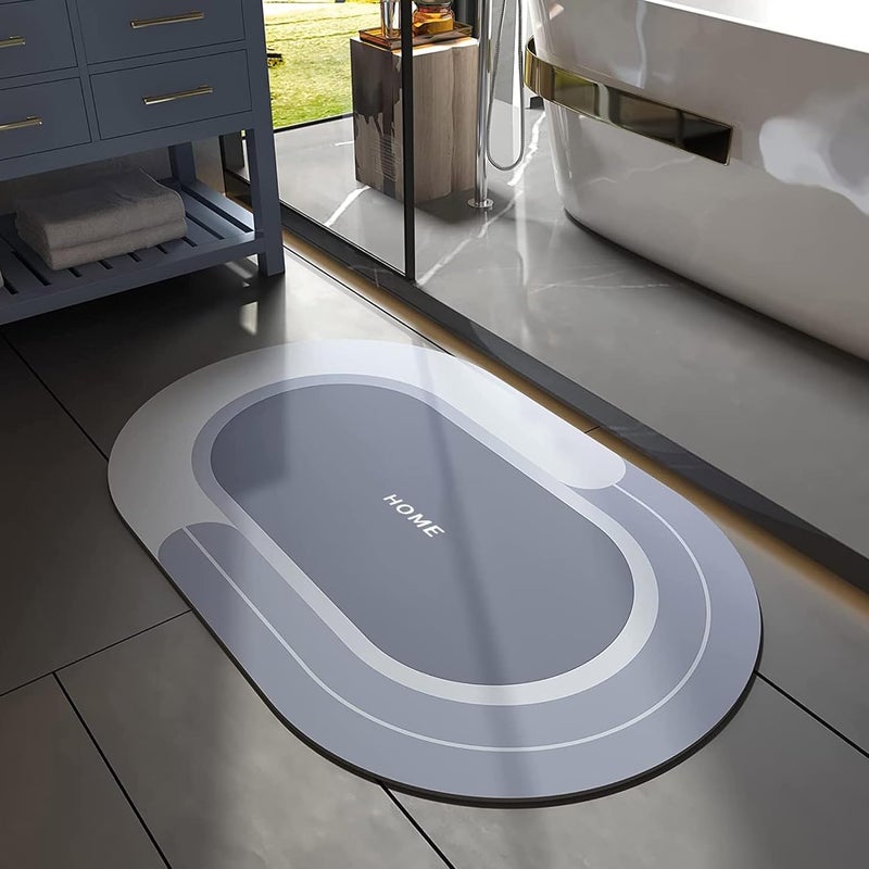 sulfar 80X50cm Diatom Round Bathroom Mat, Non-Slip Bath Mat, Quick Drying, Super Absorbent, Easy Cleaning,Floor Mat, Door Mat,Used for Bathroom, Toilet, Kitchen Entrance - Image 1