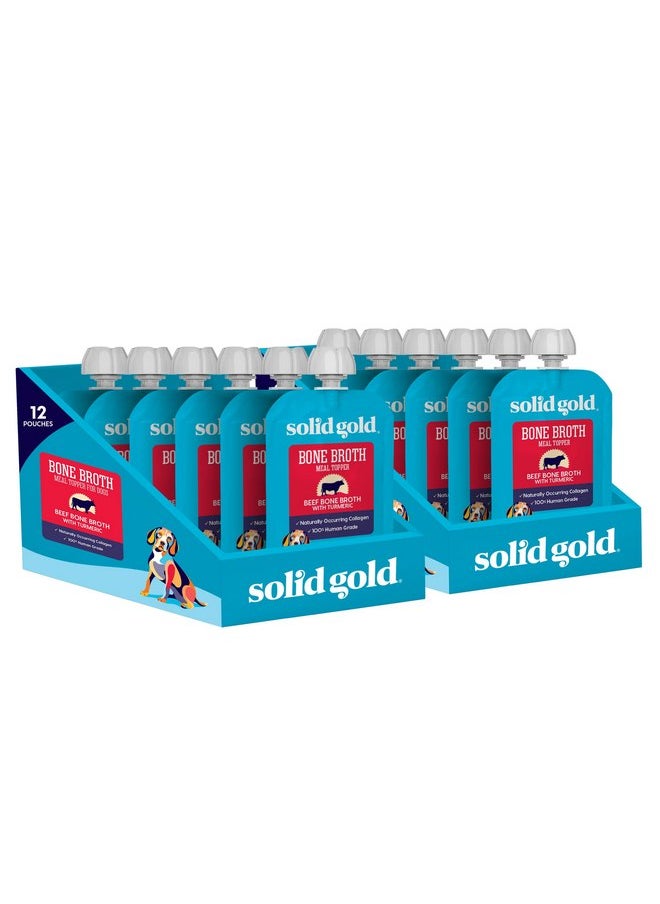 solid gold - Solid Gold Beef Bone Broth for Dogs - Grain Free Dog Food Topper Rich in Collagen and Superfoods - Nutrient Dense Dog Gravy Topper for Dry Food - Promotes Gut Health and Hydration - 12 Pack - Image 1