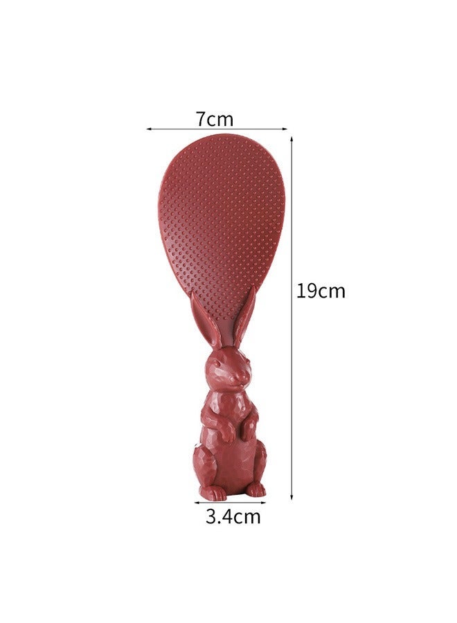 2 Pcs Creative Rabbit Non Stick Rice Spoon, Food Grade PP Standable Rice Scooper Standing Spoon, Household Rice Cooker Rice Spoon (Yellow+Red) - Image 2
