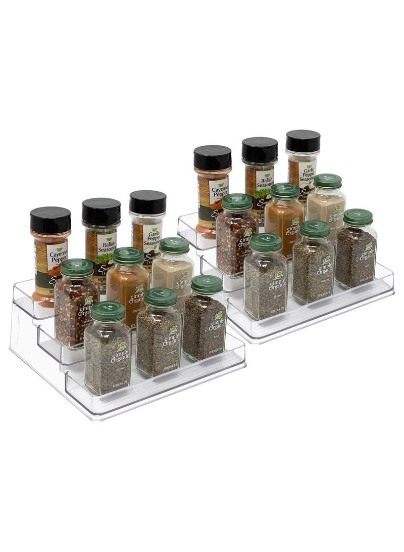 SYOSI 3-Tier Clear Spice Rack Organizer for cabinet (2-Pack)  Multi-purpose Organizer -for Kitchen Pantry, Countertop, Bathroom, Bedroom, Office, Desk, Shelf - Acrylic - BPA Free - Image 1