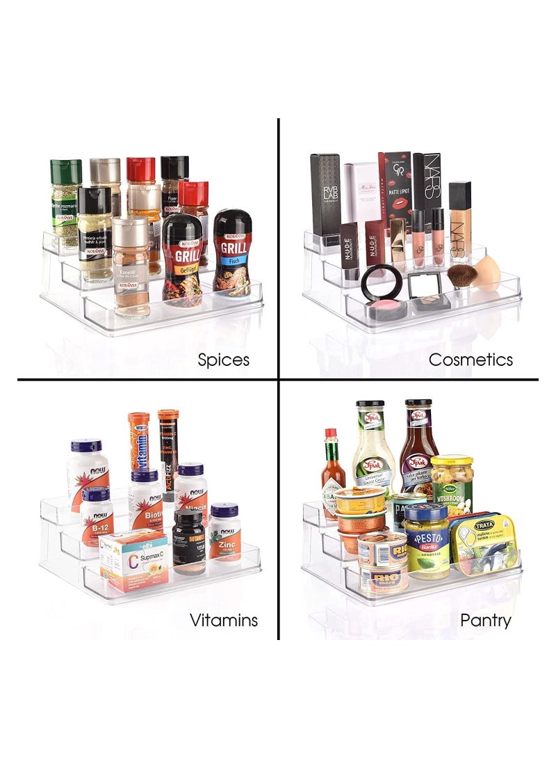 SYOSI 3-Tier Clear Spice Rack Organizer for cabinet (2-Pack)  Multi-purpose Organizer -for Kitchen Pantry, Countertop, Bathroom, Bedroom, Office, Desk, Shelf - Acrylic - BPA Free - Image 3