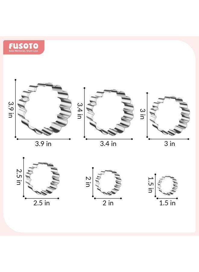 FUSOTO Round Cookie Cutter Set - 6 Piece Circle Shaped Geometric Circle Cookie Cutter for Kitchen Baking, Stainless Steel, (1.5", 2", 2.5", 3", 3.5", 4"), Round - Image 3