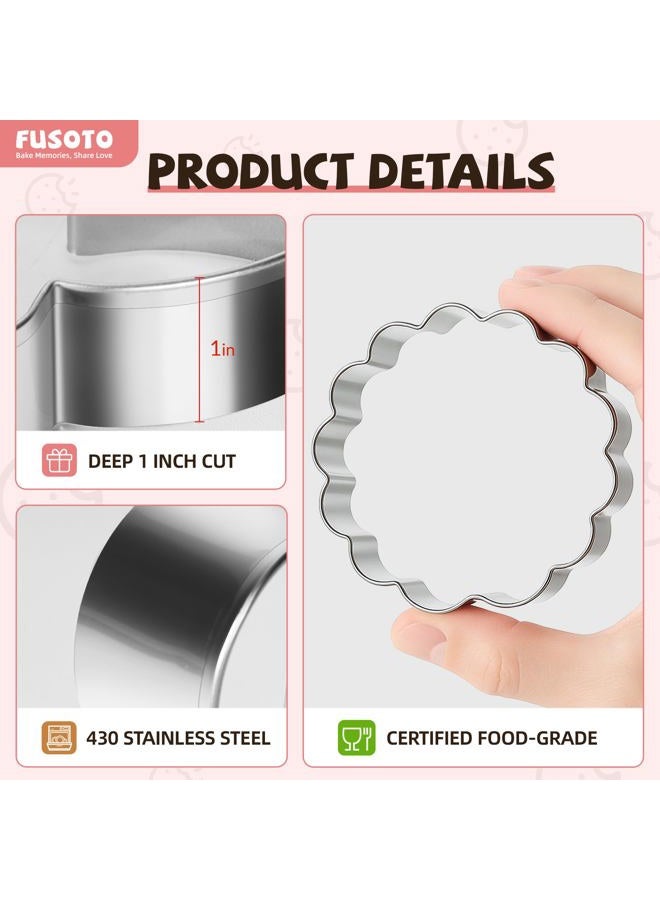 FUSOTO Round Cookie Cutter Set - 6 Piece Circle Shaped Geometric Circle Cookie Cutter for Kitchen Baking, Stainless Steel, (1.5", 2", 2.5", 3", 3.5", 4"), Round - Image 5