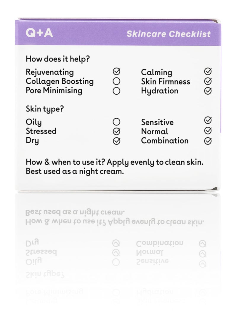 Q+A Chamomile Night Cream, a Super Soothing Moisturiser, works whilst you sleep for a hydrated and fresh complexion (1.8 Fl.Oz) - Image 3