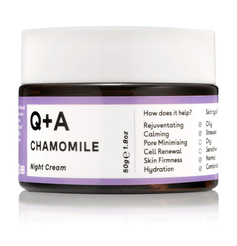 Q+A Chamomile Night Cream, a Super Soothing Moisturiser, works whilst you sleep for a hydrated and fresh complexion (1.8 Fl.Oz) - Image 4