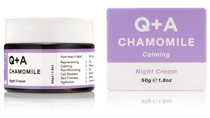 Q+A Chamomile Night Cream, a Super Soothing Moisturiser, works whilst you sleep for a hydrated and fresh complexion (1.8 Fl.Oz) - Image 1