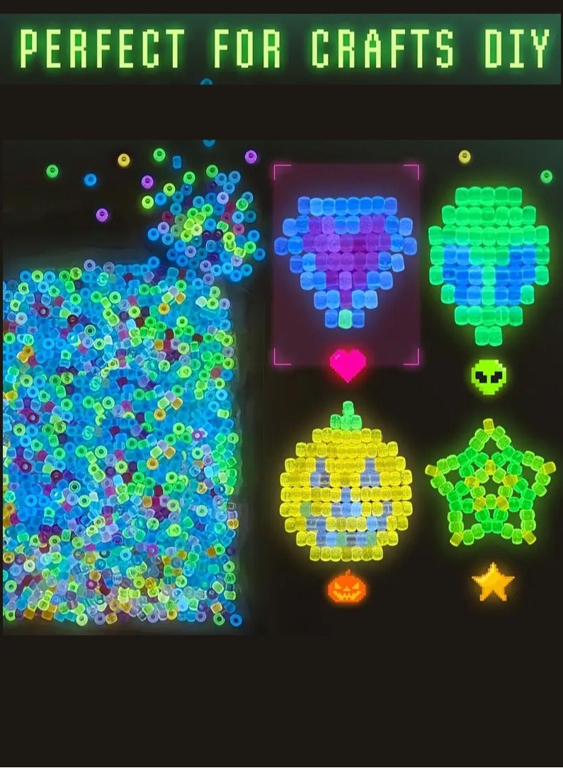 Capstro 1000PCS Glow in the Dark Pony Beads with Box – 9 Colors 6x9mm Acrylic Beads for Friendship Bracelets, Necklaces, Hair Braids & Kandi Crafts  - Image 3