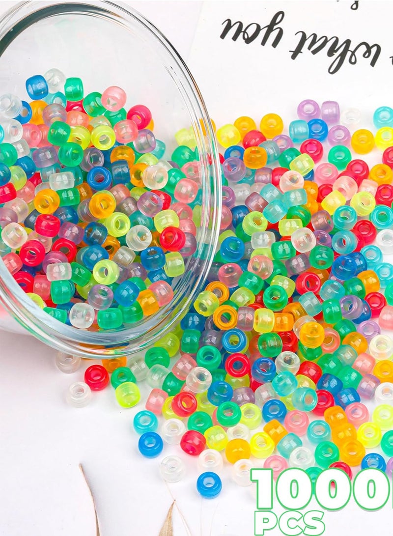 Capstro 1000PCS Glow in the Dark Pony Beads with Box – 9 Colors 6x9mm Acrylic Beads for Friendship Bracelets, Necklaces, Hair Braids & Kandi Crafts  - Image 2