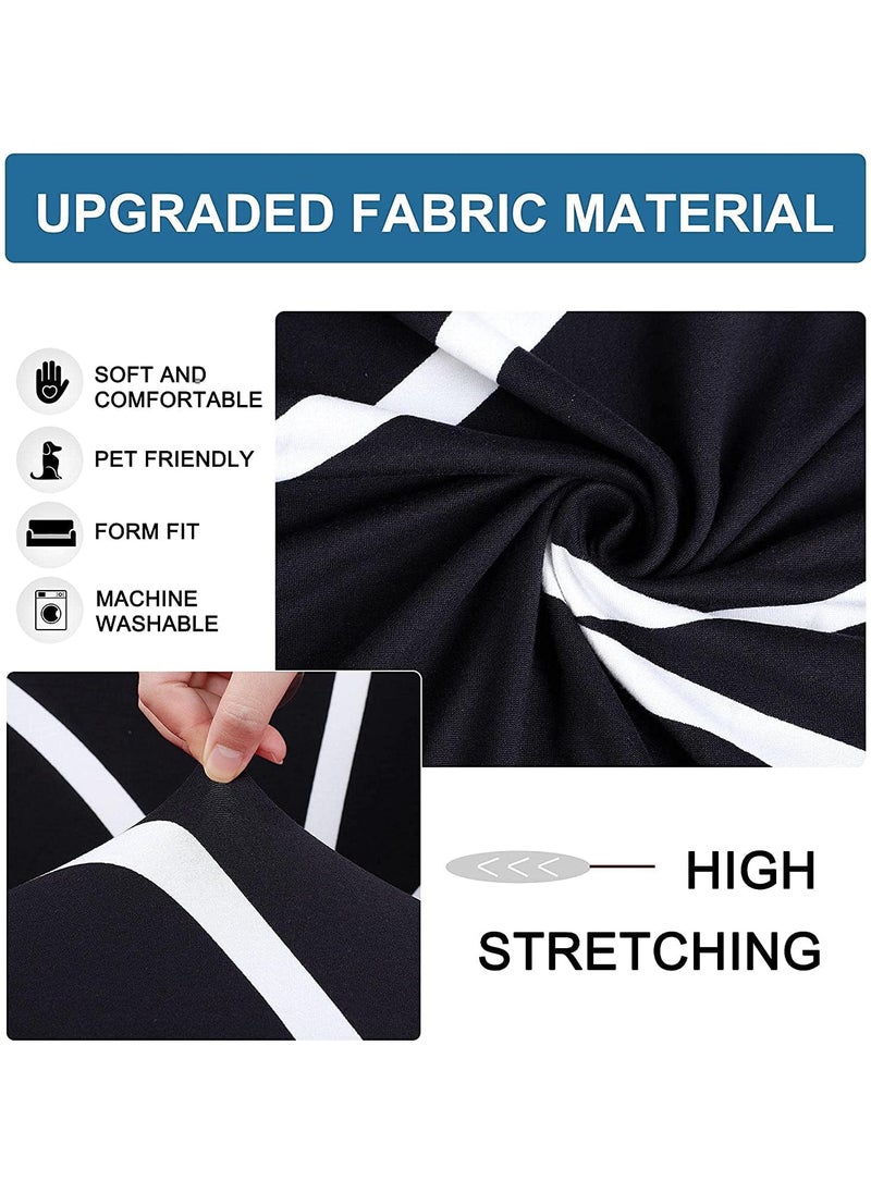 Styleys Styleys Universal Polyester Big Elasticity Flexible Stretch Triple Seater Sofa Cover (3 Seater, 180-230 cms, Black White Geometry, SLMH-98)  - Image 4