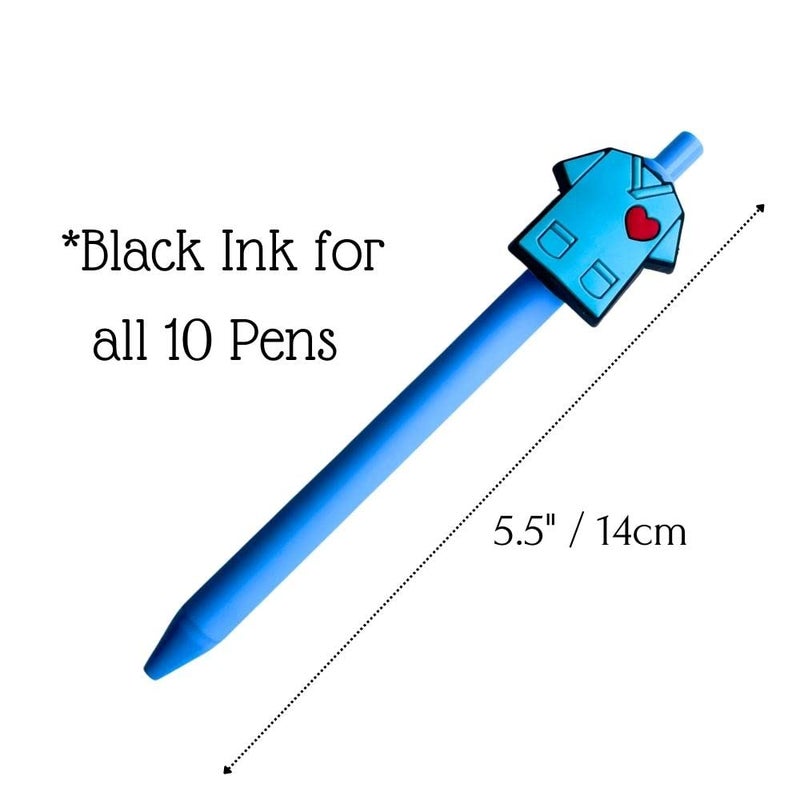 YJ PREMIUMS 10-Pack of Cute Nursing Pens with Heart, Syringe Designs in Black Ink - Versatile Writing Instruments for Nurses, Medical Assistants, Students - Image 2