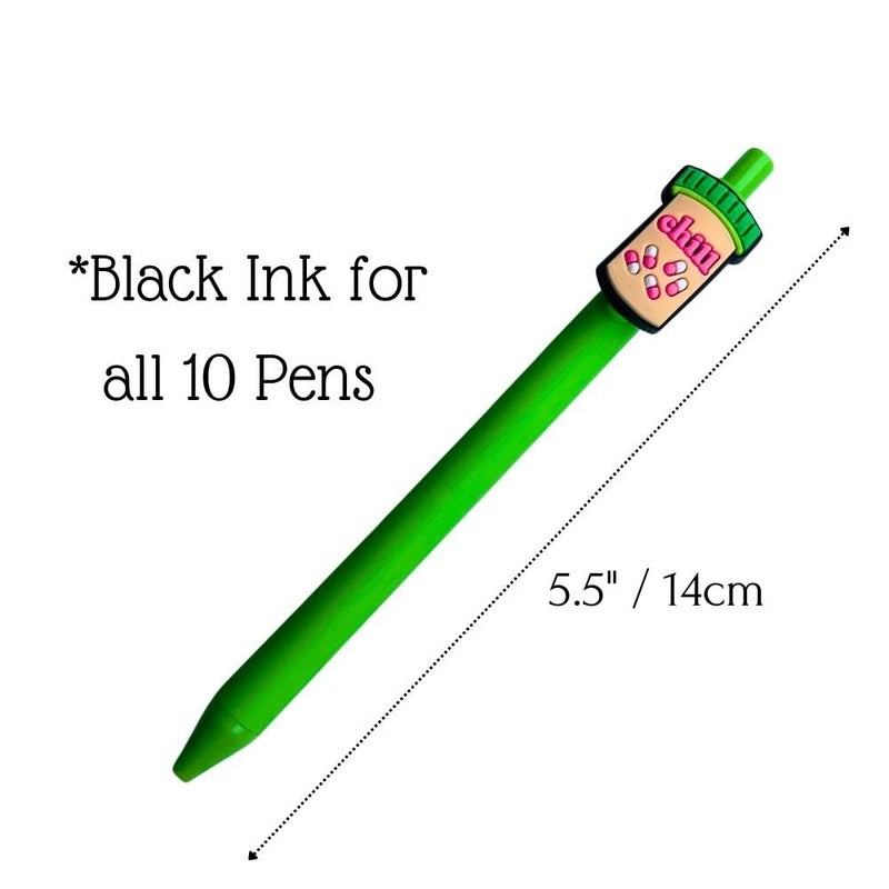 YJ PREMIUMS 10-Pack of Cute Nursing Pens with Heart, Syringe Designs in Black Ink - Versatile Writing Instruments for Nurses, Medical Assistants, Students - Image 3