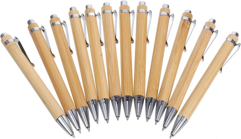 BESTonZON 12pcs Ballpoint Pens Black Ink Creative Wooden Ballpoint Pens for Students and Professionals School Writing Journaling Supplies - Image 1