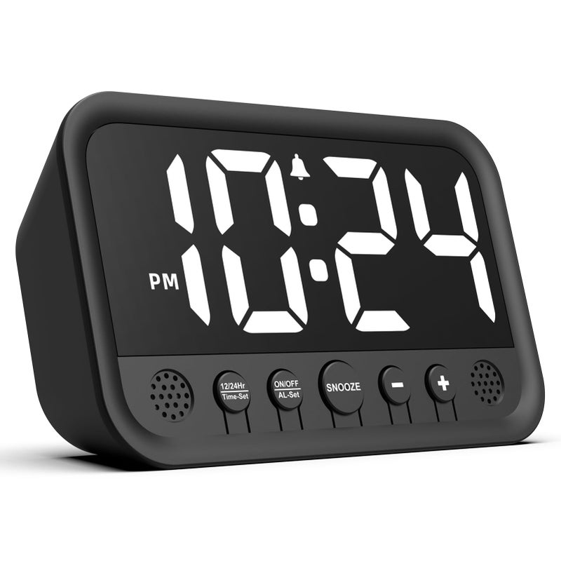 XUANZIT Small LED Digital Clock for Bedroom, Loud Alarm Clock for Heavy Sleepers Adults, Teens | Plug-In Electric Desk Clock | Simple Bedside Nightstand Clock with Adjustable Volume/Brightness/Snooze â€“ White - Image 1
