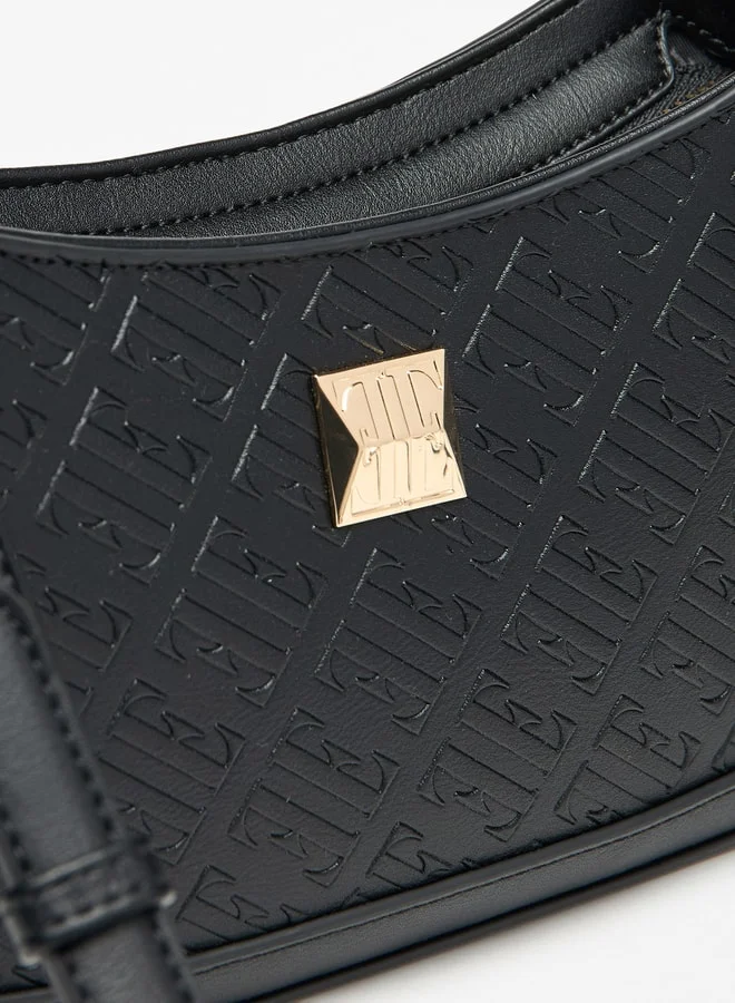 ايل Women's Monogram Detail Shoulder Bag with Adjustable Strap and Zip Closure