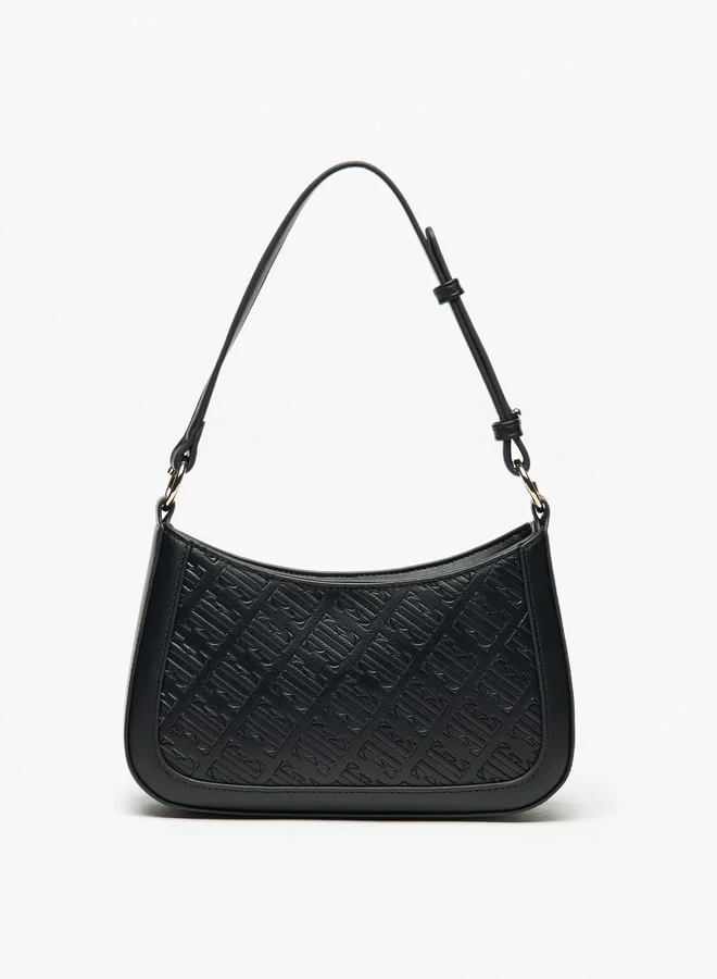 ايل Women's Monogram Detail Shoulder Bag with Adjustable Strap and Zip Closure