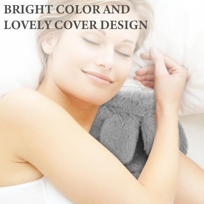 Alasum Portable PVC Explosion Proof Hot Water Bottle With Plush Rabbit Cover Reusable Hand Warmer For Menstrual Relief And Winter Body Warmth Compact Heat Pack For Outdoor And Home Use - Image 4