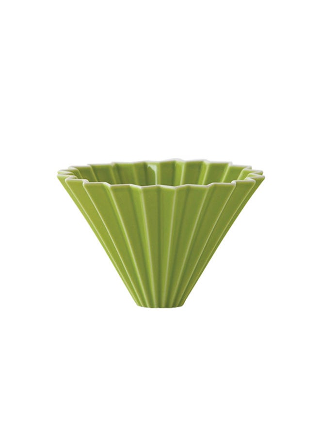 Origami - Ceramic Dripper M with Plastic Holder - Pour Over Coffee Maker - Compatible with VCF-02 and Wave 185 filters - Color Green - Image 1
