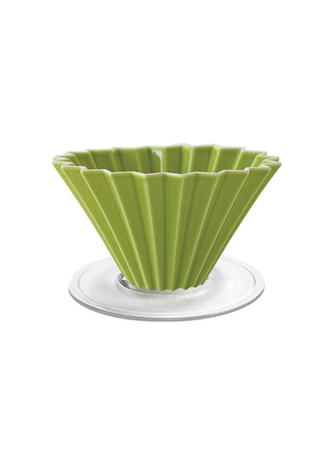 Origami - Ceramic Dripper M with Plastic Holder - Pour Over Coffee Maker - Compatible with VCF-02 and Wave 185 filters - Color Green - Image 1