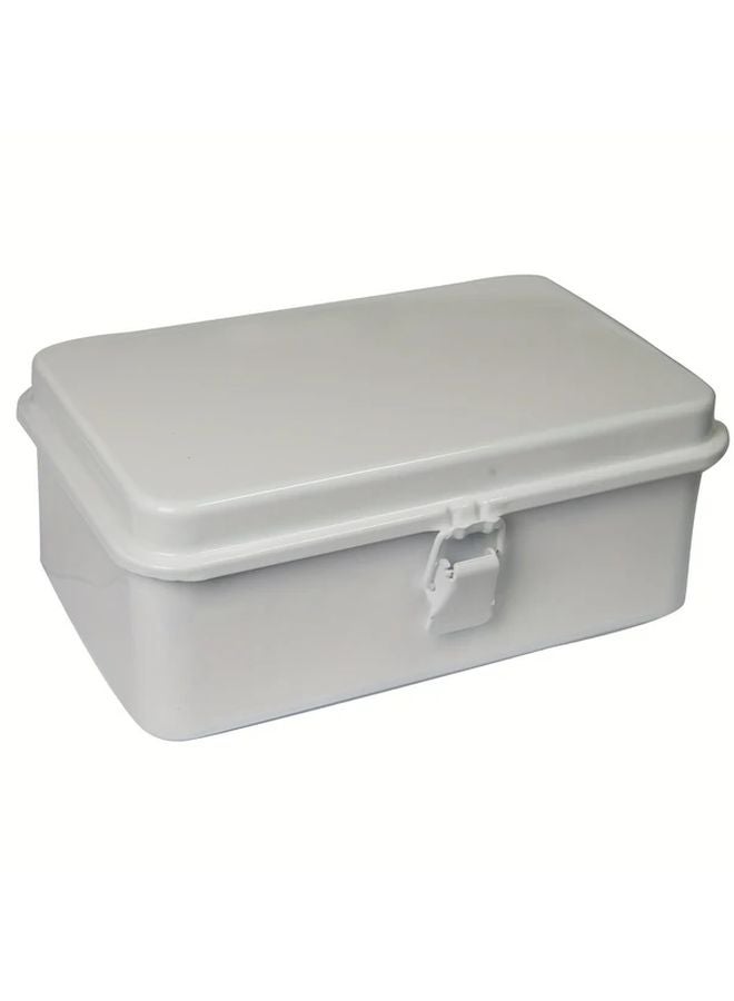 Heavy Duty Metal Storage Toolbox With Hinged Lid Black Rectangular Organizer Box For Home Workshop - Image 4