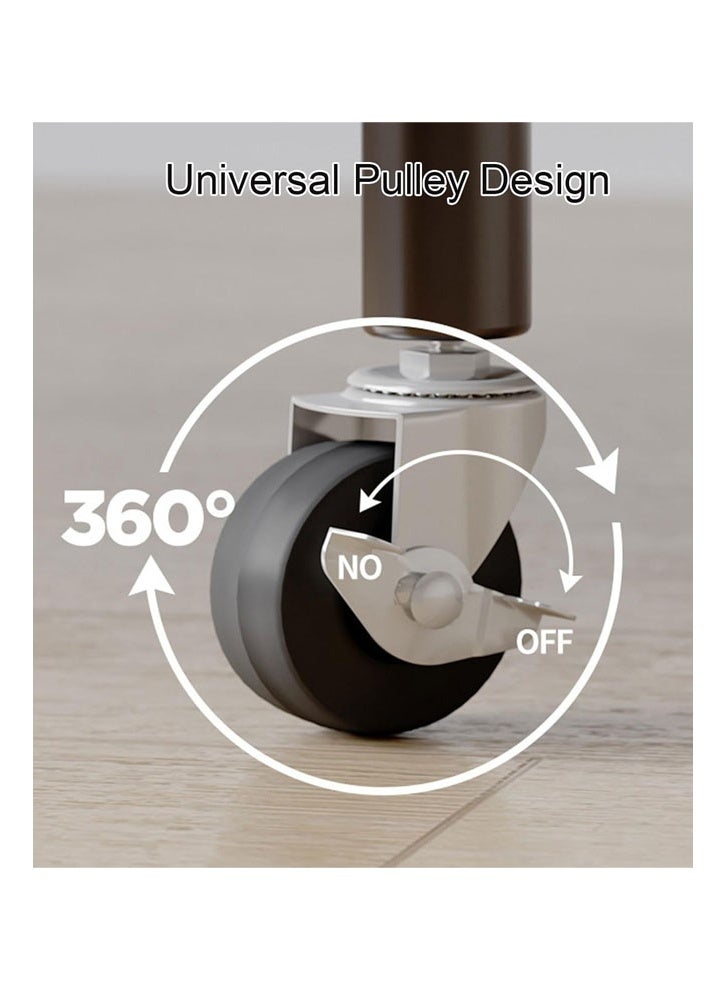 keke Wooden Round Corner Coffee Table Nightstand - Rustic Farmhouse End Side Table with Wheels and Storage Shelf Brown - Image 3