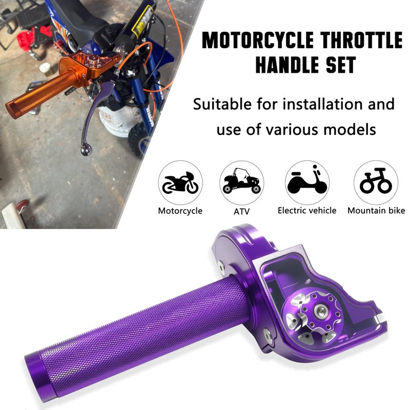JXPANG Motorcycle Throttle Grip 7/8" 22mm CNC Aluminum Quick Twister with Throttle Cable for KLX CR CRF EXC XR CRF50 CRF230 50 70 110 125 230 250 Dirt Pit Bike Motocross Motorbike Quad ATV (Purple) - Image 3