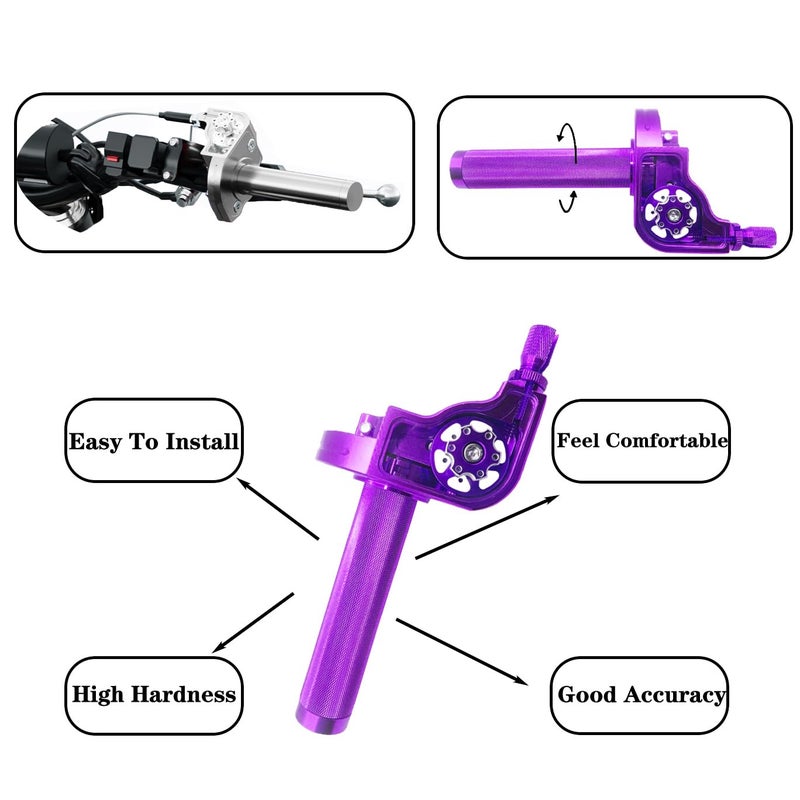 JXPANG Motorcycle Throttle Grip 7/8" 22mm CNC Aluminum Quick Twister with Throttle Cable for KLX CR CRF EXC XR CRF50 CRF230 50 70 110 125 230 250 Dirt Pit Bike Motocross Motorbike Quad ATV (Purple) - Image 5