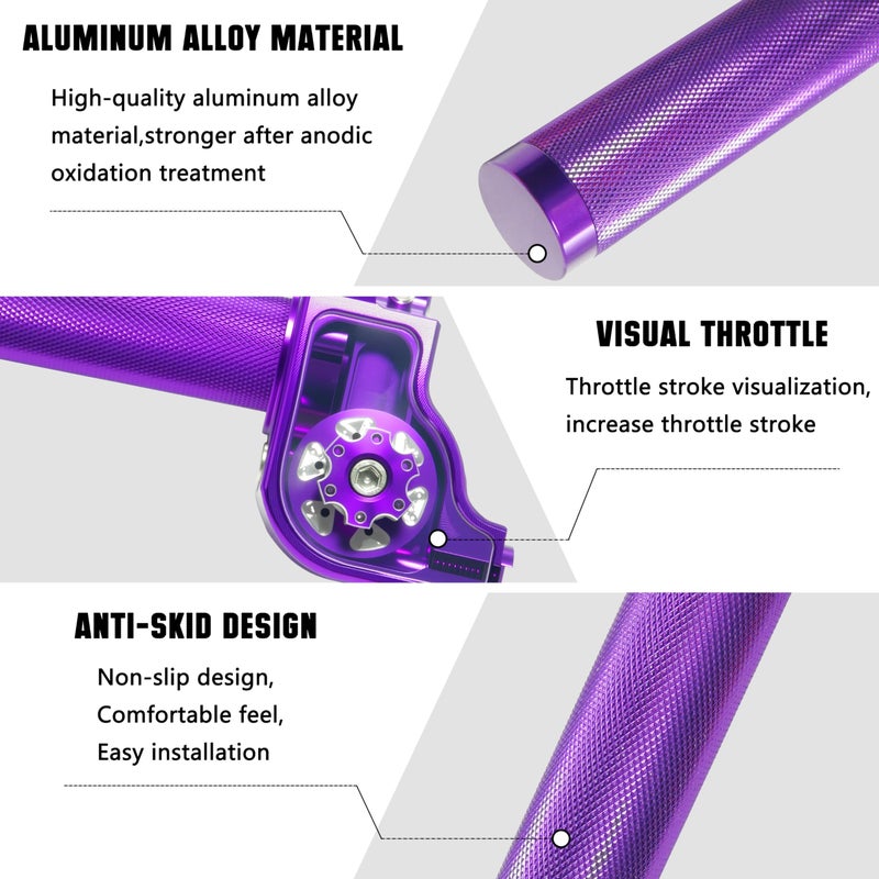 JXPANG Motorcycle Throttle Grip 7/8" 22mm CNC Aluminum Quick Twister with Throttle Cable for KLX CR CRF EXC XR CRF50 CRF230 50 70 110 125 230 250 Dirt Pit Bike Motocross Motorbike Quad ATV (Purple) - Image 2