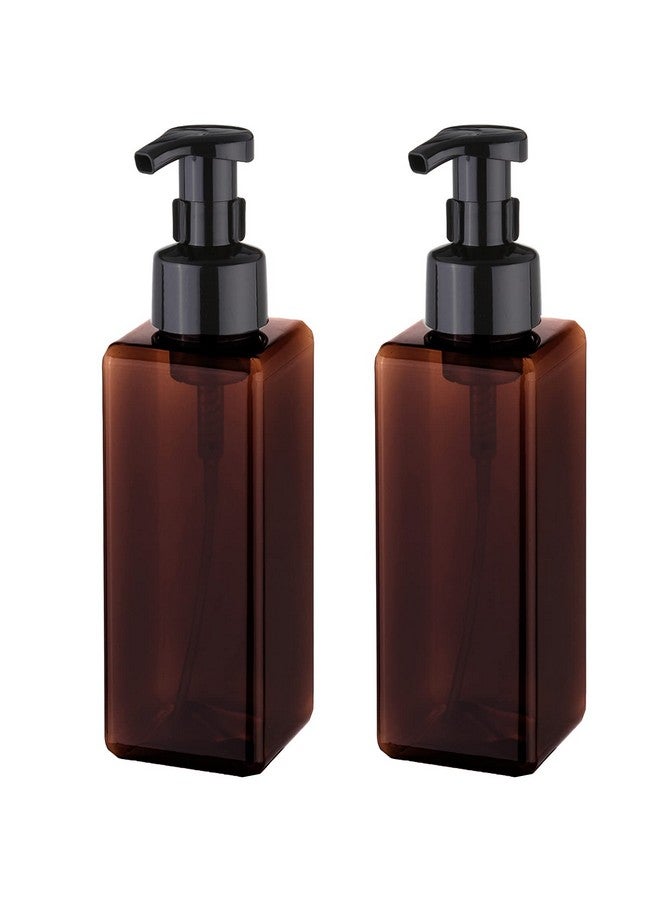UUJOLY Foaming Soap Dispenser 1L (33.8Oz) Refillable Plastic Pump Bottle For Liquid Soap, Shampoo, Body Wash (2 Pcs) (Amber) - Image 1