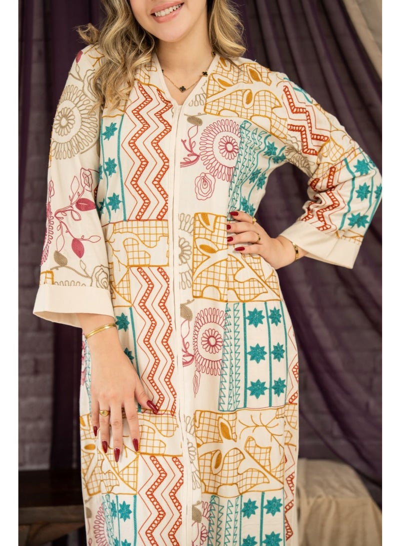 AFandina Mother and daughter jalabiya set with a harmonious design and luxurious patterns for an elegant family look SM-47 - Image 2