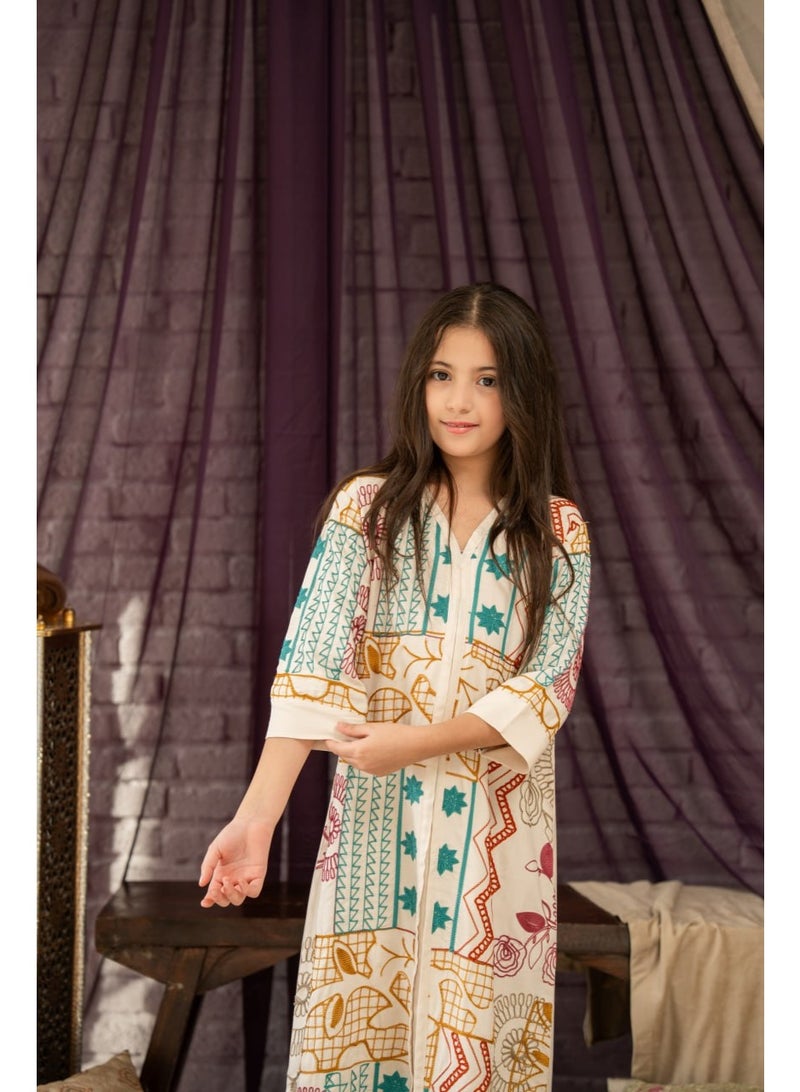 AFandina Mother and daughter jalabiya set with a harmonious design and luxurious patterns for an elegant family look SM-47 - Image 4