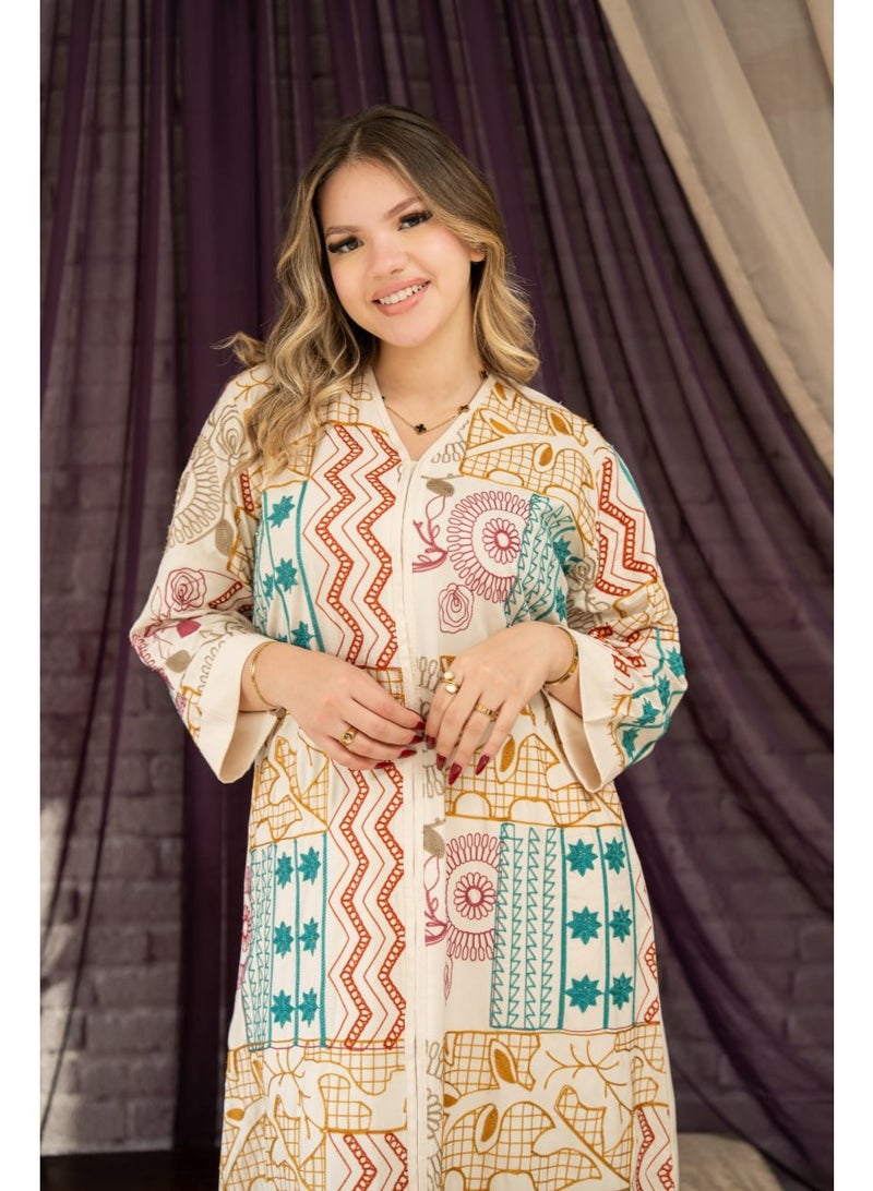 AFandina Mother and daughter jalabiya set with a harmonious design and luxurious patterns for an elegant family look SM-47 - Image 3
