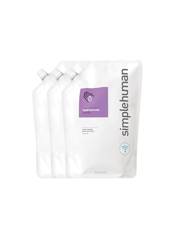 simplehuman Lavender Moisturizing Liquid Hand Soap Refill Pouch, 34 Fl. Oz. (Pack of 3) - Image 1