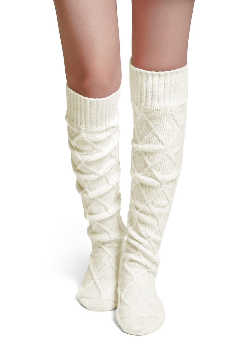 Pcavin Thigh High Socks for Women Cable Knit Over the Knee Boot Socks, Long Warm Leg Warmers Winter - Image 1