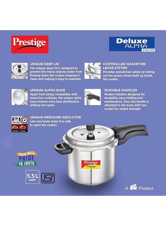برستيج ديلوكس ألفا سفاتش، طنجرة ضغط من الفولاذ المقاوم للصدأ سعة 5.5 لتر - Image 4