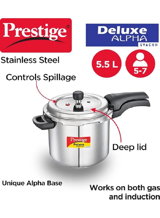 برستيج ديلوكس ألفا سفاتش، طنجرة ضغط من الفولاذ المقاوم للصدأ سعة 5.5 لتر - Image 2