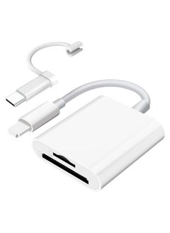 SD Card Reader for iPhone iPad Camera,Dual Card Slot Memory Card Reader Supports SD and TF Card Trail Camera Viewer Sd Card Adapter Portable Micro Sd Card Reader No Application Required Plug and Play
