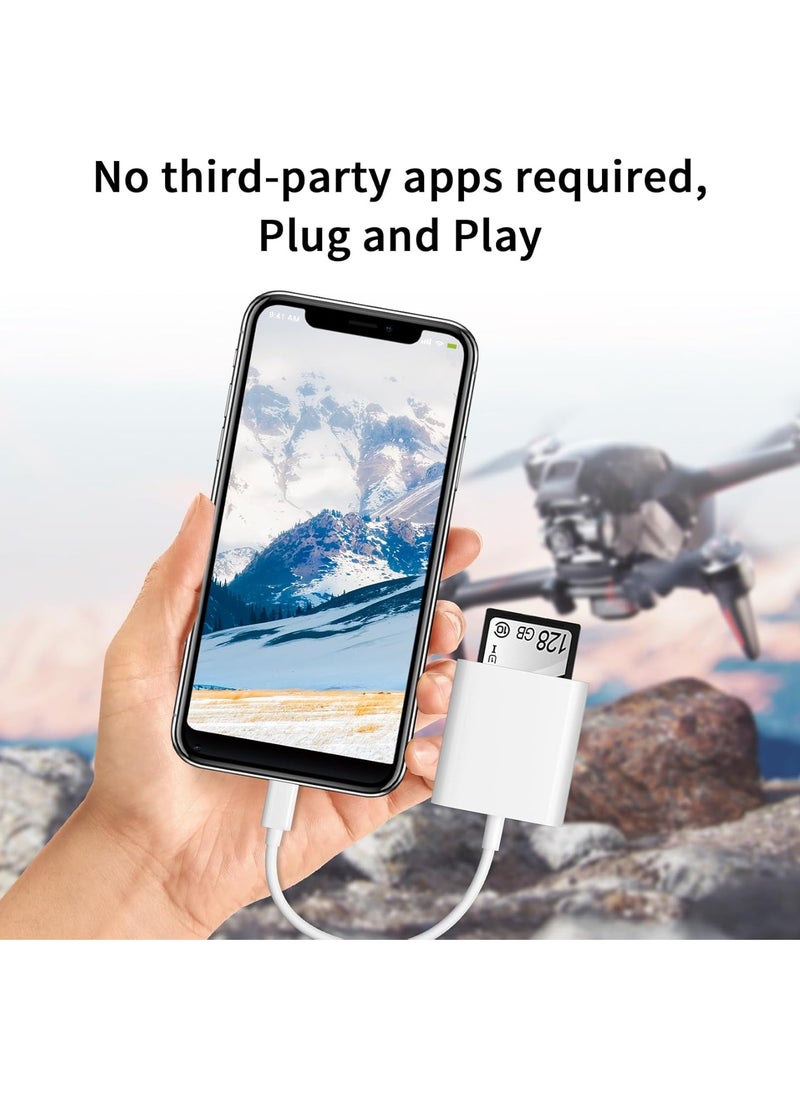 FLOWING - SD Card Reader for iPhone iPad Camera,Dual Card Slot Memory Card Reader Supports SD and TF Card Trail Camera Viewer Sd Card Adapter Portable Micro Sd Card Reader No Application Required Plug and Play - Image 1