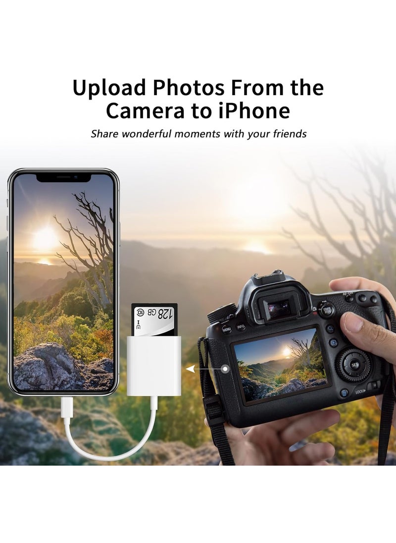 FLOWING - SD Card Reader for iPhone iPad Camera,Dual Card Slot Memory Card Reader Supports SD and TF Card Trail Camera Viewer Sd Card Adapter Portable Micro Sd Card Reader No Application Required Plug and Play - Image 1