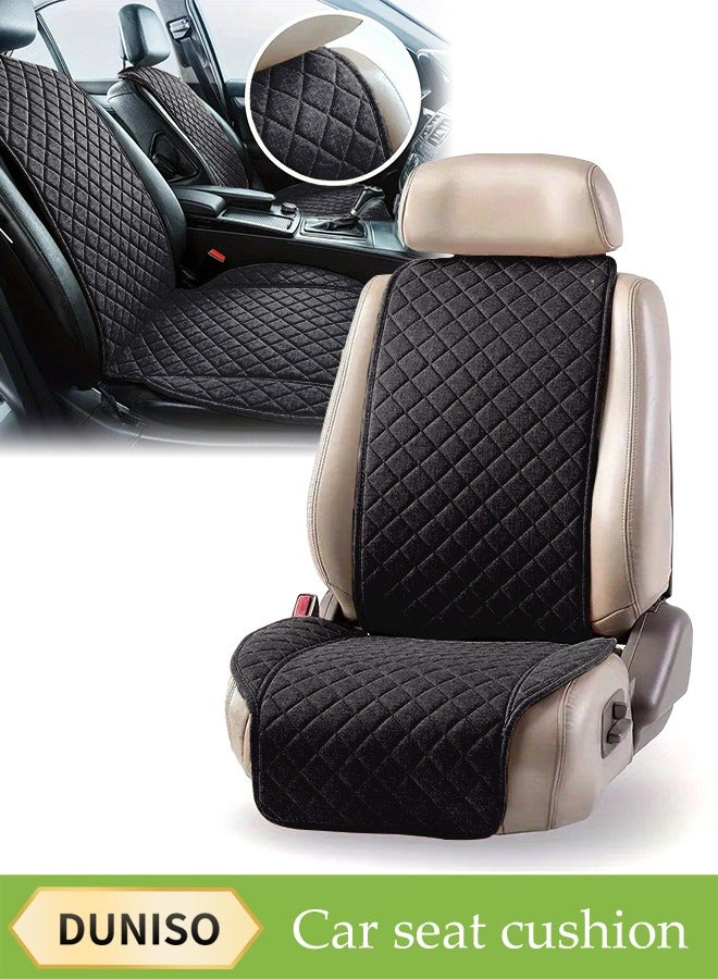 DUNISO Car Seat Covers, Breathable Linen Car Seat Cushion Protectors, Thickened Memory Foam Seat Cushions With Back Support, Washable And Adjustable For Suv, Cars And Vans, Black - Image 1