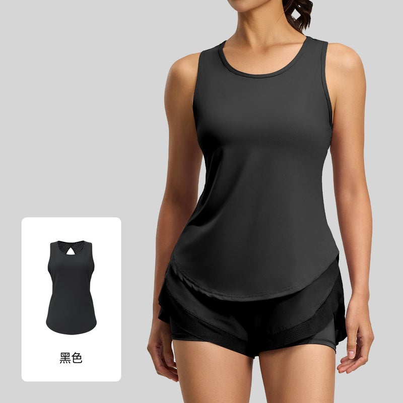 Ju Yi Tang （ Fu Shi ） Breathable Mesh Back Yoga Tank Top Women's Loose Fit Sports Vest - Image 1