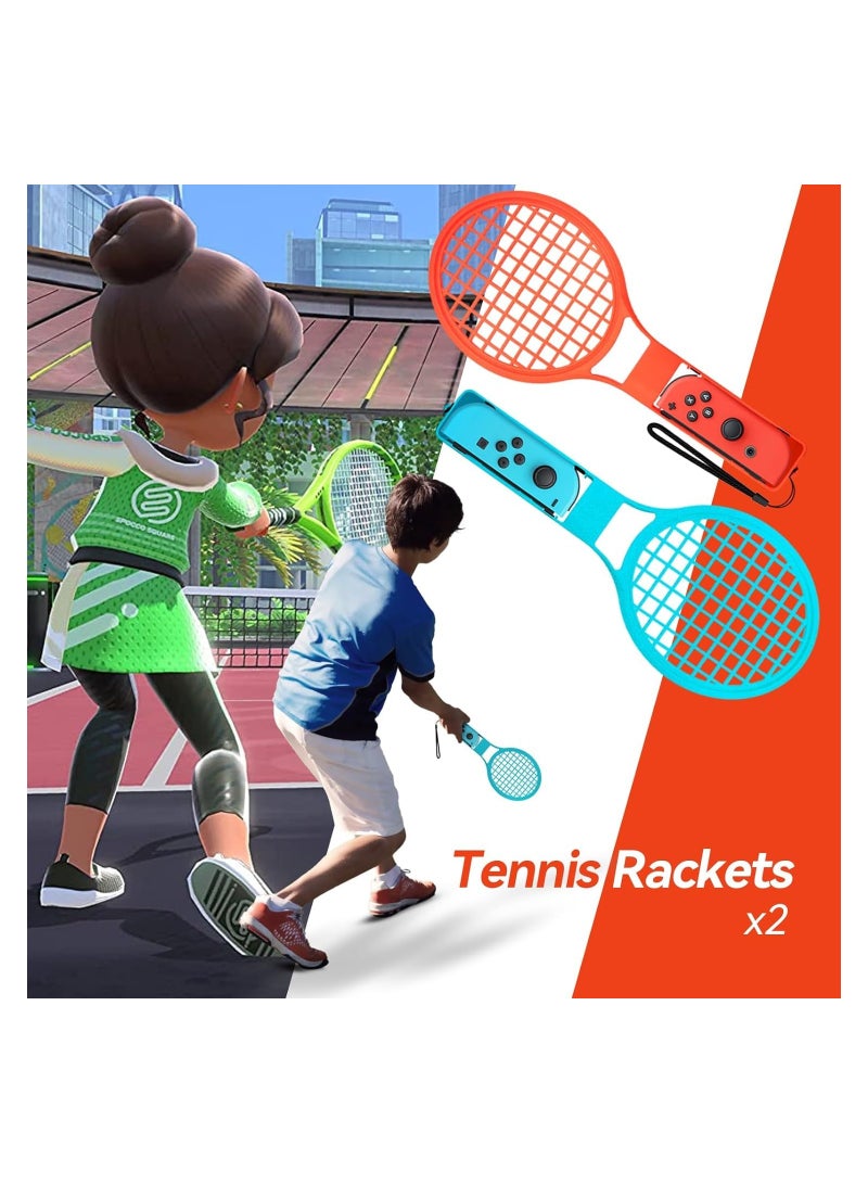 2024 Switch Sports Accessories Bundle - 16 in 1 Family Kit for Switch Sports Games, Includes Tennis Racket, Golf Club, Wheels, and Controller Grips, Compatible with Switch/Switch OLED. - Image 5