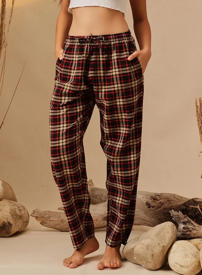 Clovia Women Plaid Checkered Pyjama Bottoms