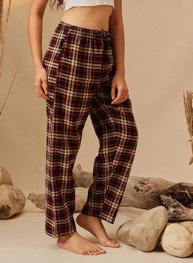 Clovia Women Plaid Checkered Pyjama Bottoms