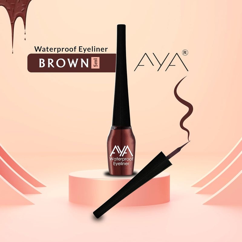 AYA  Waterproof Eyeliner Quick Drying Smudge proof Long Lasting  Waterproof Liquid Color Eyeliner for Eye Makeup Brown 5 ML - Image 4